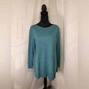Turquoise Blue Boat neck Cotton Blend medium Sweater